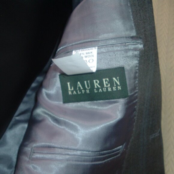 Lauren Ralph Lauren 52% Silk 48% Wool Mens Blazer Sport Coat 44R Gray/Blue Plaid - Picture 5 of 12